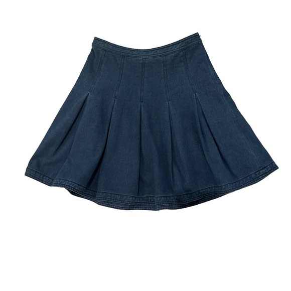 DIANE VON FURSTENBERG DVF Gemma Tennis Pleated Stretch Denim Skirt Indigo 2 - Picture 8 of 8